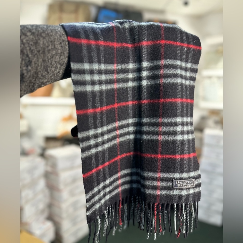 Burberry Navy Cashmere Scarf